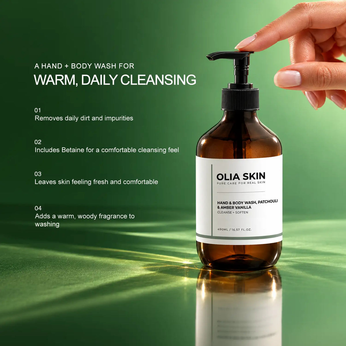 Hand & Body Wash, Patchouli & Amber Vanilla