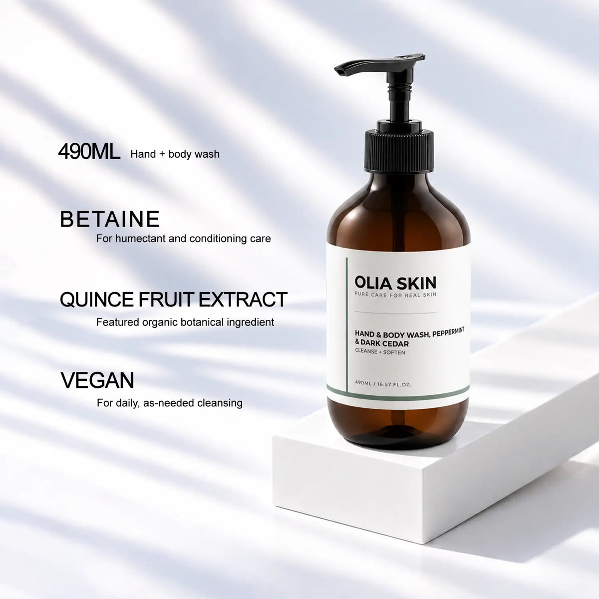 Hand & Body Wash, Peppermint & Dark Cedar