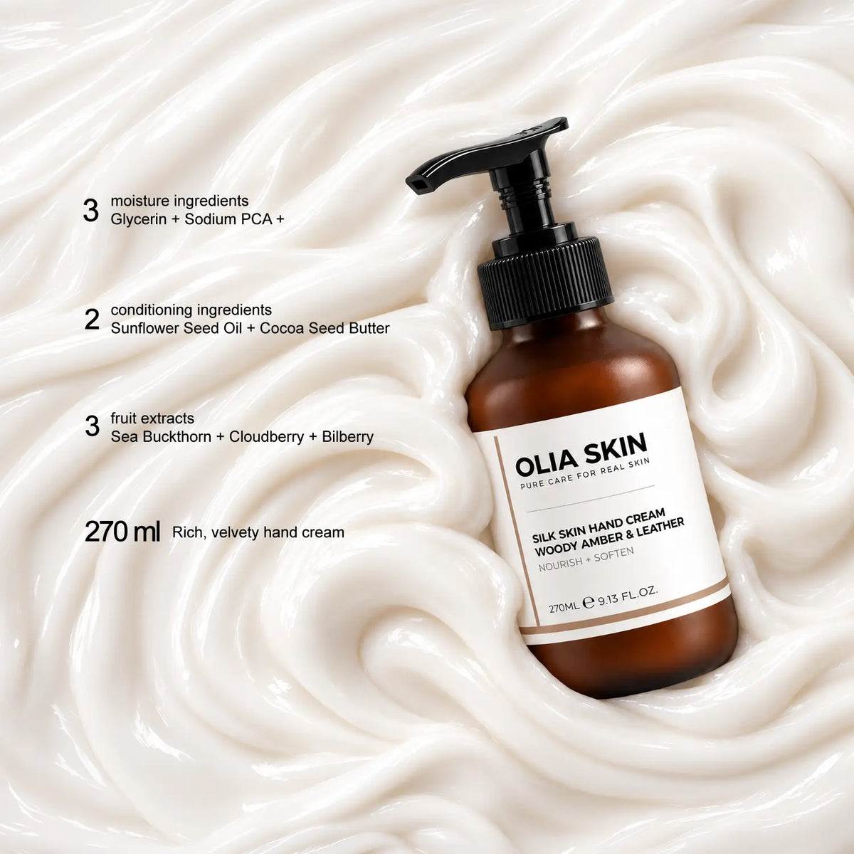 Silk Skin Hand Cream, Woody Amber & Leather