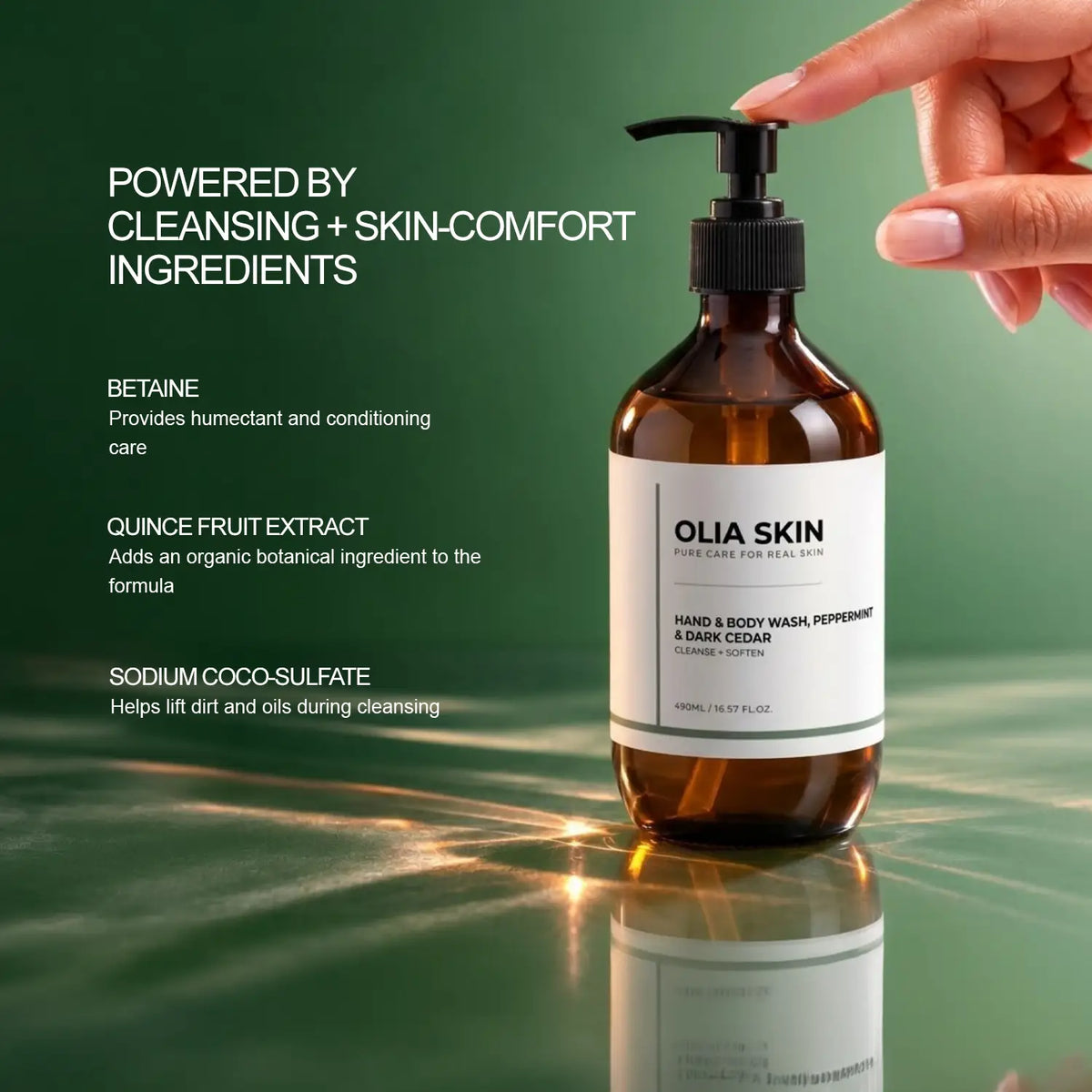 Hand & Body Wash, Peppermint & Dark Cedar
