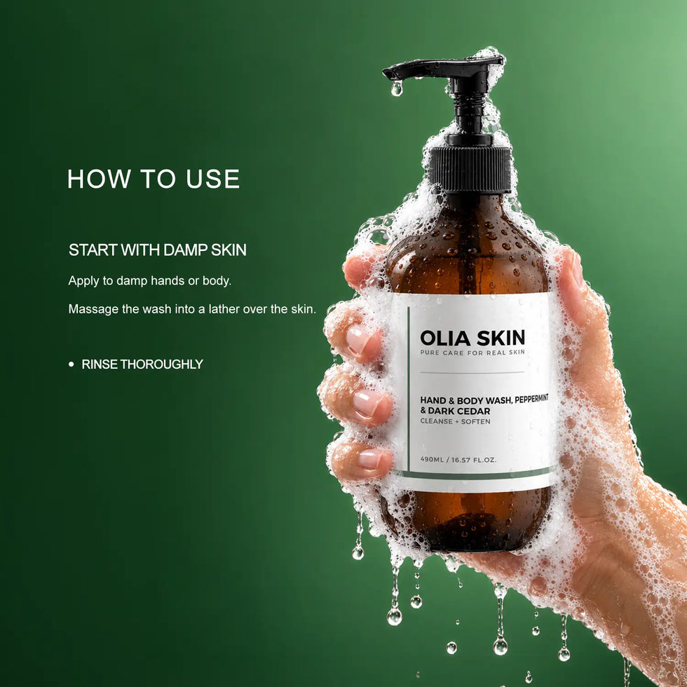 Hand & Body Wash, Peppermint & Dark Cedar
