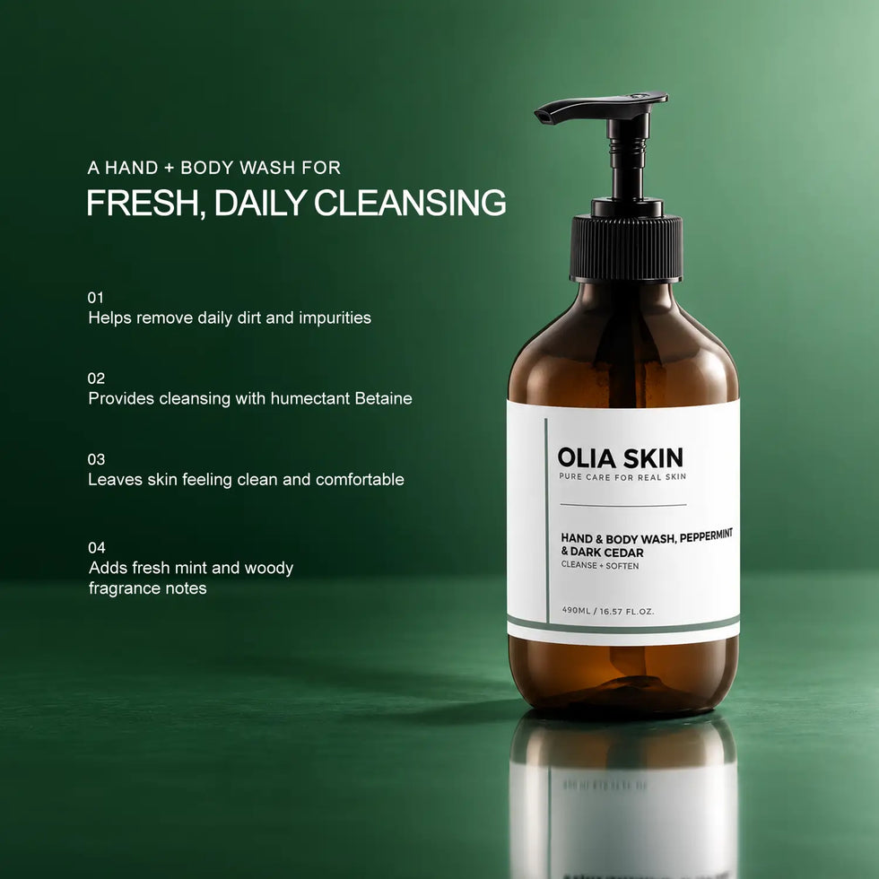 Hand & Body Wash, Peppermint & Dark Cedar