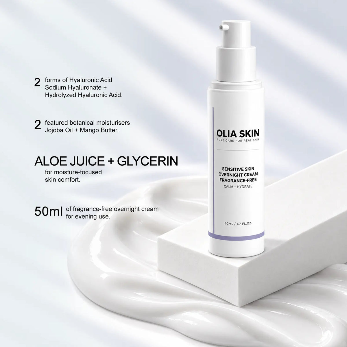 Sensitive Skin Overnight Cream, Fragrance Free